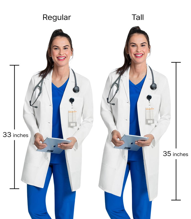 Cherokee Women's Lab Coat Modern Classic Fit 33" & 35" Doctors Coat with 3 Pockets CK452, L, White - Image 3